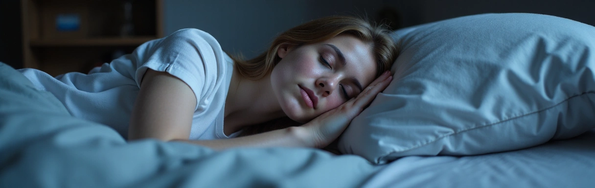 Person sleeping peacefully, representing restful sleep