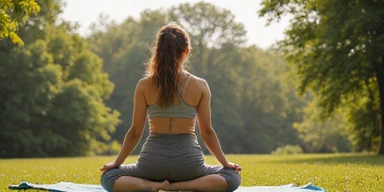 Woman doing yoga outdoors