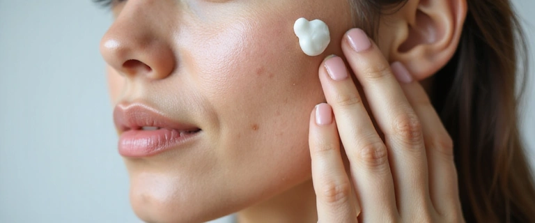 Woman applying natural skincare product