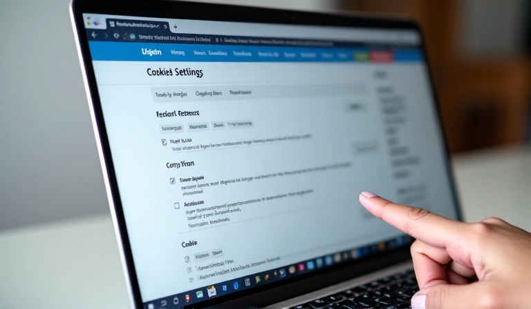 Laptop showing cookie settings