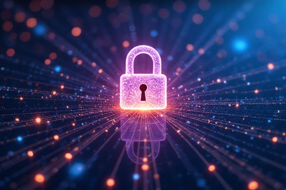 Digital privacy concept with a lock icon and secure data flow